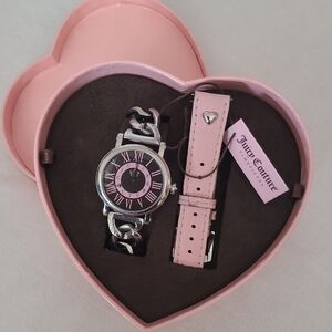 Signature Vintage Sterling Silver Chainlink Watch w/Interchangeable Pink Strap